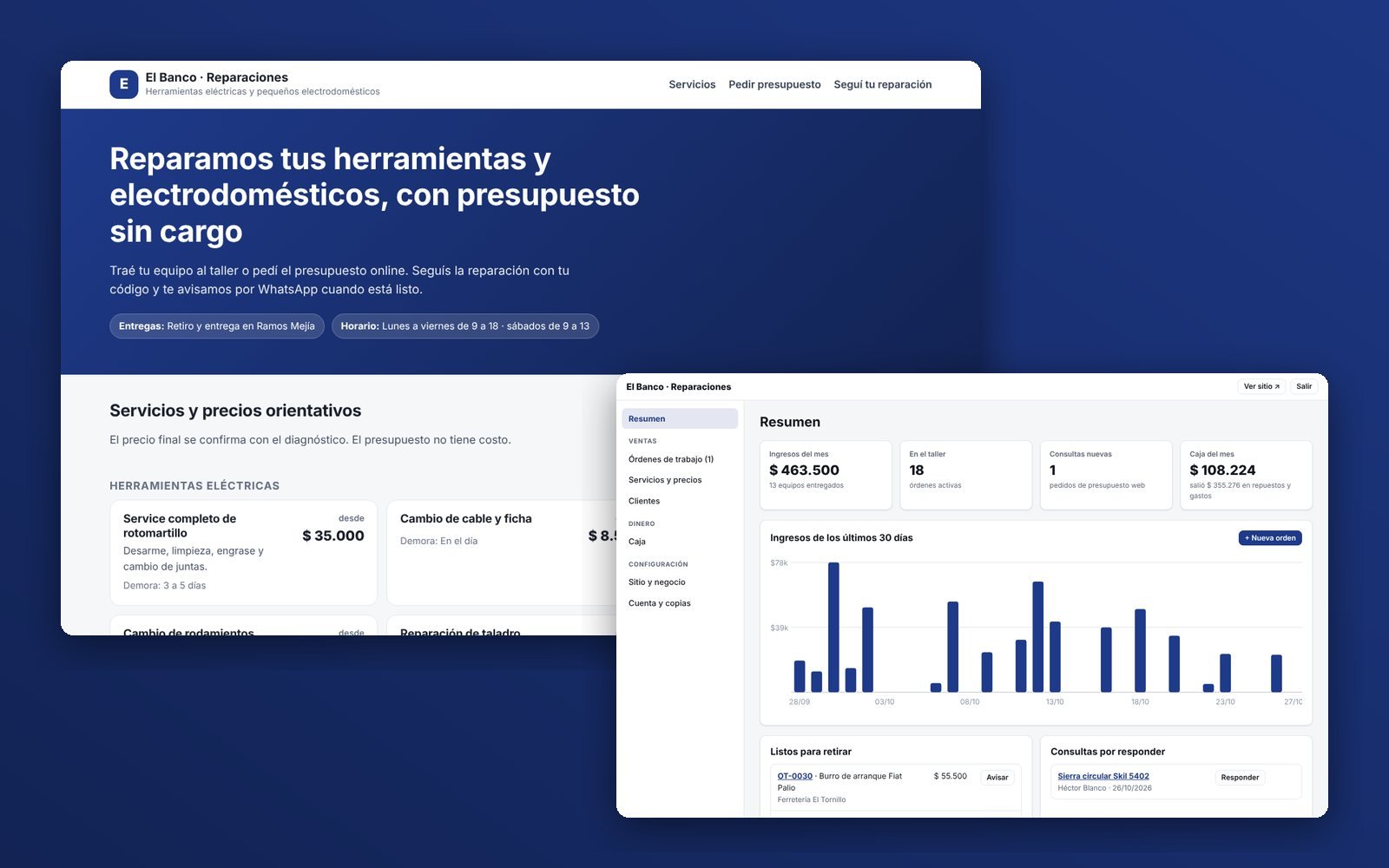Captura de El Banco · Reparaciones